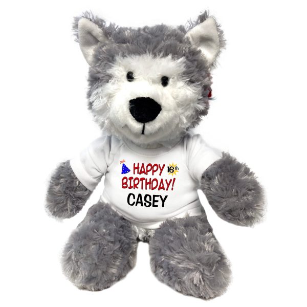 Personalized Birthday Wolf / Husky Dog - 12 Inch Tubbie Wubbie Plush