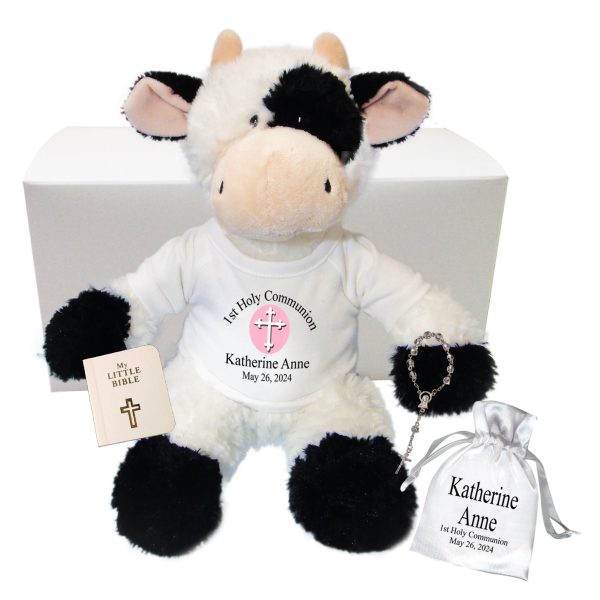 Personalized 1st Communion Cow Gift Set - 12" Tubbie Wubbie Cow