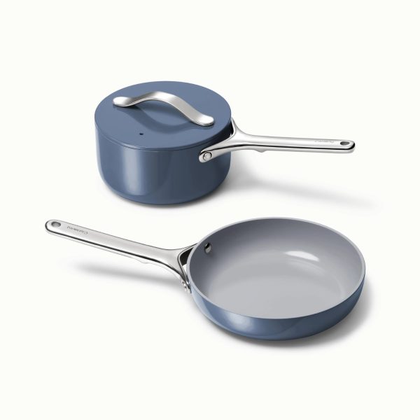 Caraway Non-Stick Ceramic Mini Fry Pan and Sauce Pan Duo - Navy
