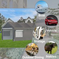 10 ft. W x 20 ft. D Garage Heavy Duty Carport Portable Garage Storage Shed Canopy Thanaddo Color: Gray - Image 7