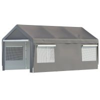 10 ft. W x 20 ft. D Garage Heavy Duty Carport Portable Garage Storage Shed Canopy Thanaddo Color: Gray - Image 5