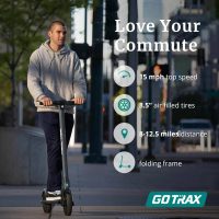 Gotrax Rival Adult Electric Scooter, 8.5 inch Pneumatic Tire, Max 12 Mile Range and 15.5mph Speed, 250W Foldable Escooter for Adult, Gray - Image 8