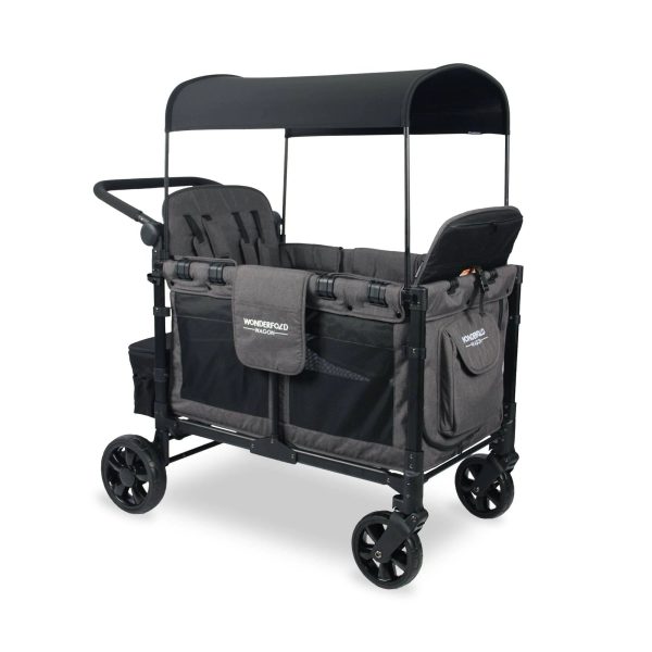 Wonderfold W4 Elite Quad Stroller Wagon - Charcoal Gray