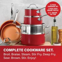 Gotham Steel 32 Piece Cookware Set, Bakeware and Food Storage Set, Nonstick Pots and Pans, Red - Image 8
