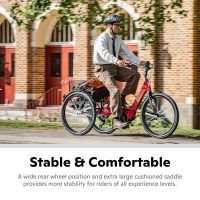 Schwinn Meridian Adult Tricycle Bike Mens and Womens Three Wheel Beach Cruiser 26-inch Wheels Low Step-Through Frame Wide Seat Rear Folding Basket Sin - Image 9