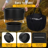 STBoo Smokeless Fire Pits for Outside with Portable Carrying Storage Bag, 20x14 inch Firepits Outdoor Wood Burning, Low Smoke Outdoor Fireplace for - Image 3