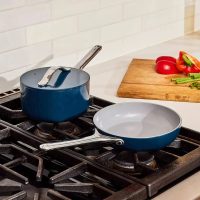 Caraway Non-Stick Ceramic Mini Fry Pan and Sauce Pan Duo - Navy - Image 4
