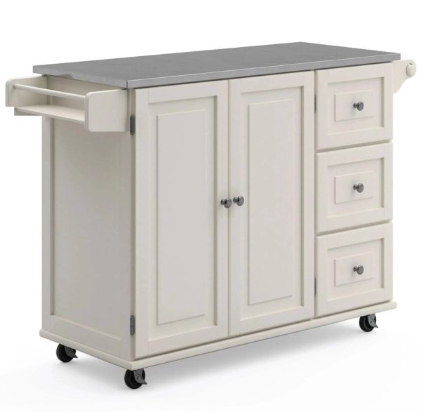 White Stainless Top Kitchen Cart - Liberty