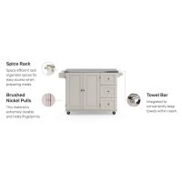 White Stainless Top Kitchen Cart - Liberty - Image 5