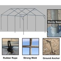 10 ft. W x 20 ft. D Garage Heavy Duty Carport Portable Garage Storage Shed Canopy Thanaddo Color: Gray - Image 3