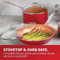 Gotham Steel 32 Piece Cookware Set, Bakeware and Food Storage Set, Nonstick Pots and Pans, Red - Image 3