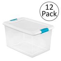 Sterilite Latching Plastic Storage Box with Blue Latches, 64 qt, Clear - 12 pack - Image 10