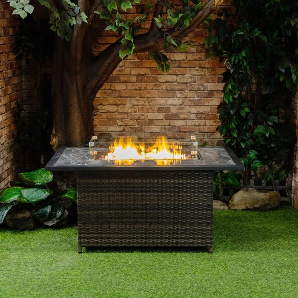 Deko Living 20lbs Wicker GAS Outdoor Firepit Table - COB10002