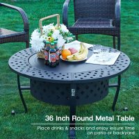 Papajet 36 inch Fire Pit with 2 Grill with Lid for Outside Steel, Black - Image 2