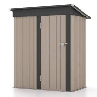 Patiowell 5 ft. W x 3 ft. D Outdoor Storage Brown Metal Shed with Sloping Roof and Lockable Door (14.5 Sq. ft.) - Image 2