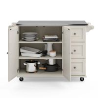 White Stainless Top Kitchen Cart - Liberty - Image 3