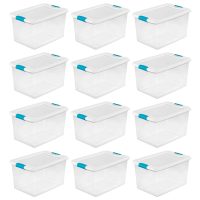 Sterilite Latching Plastic Storage Box with Blue Latches, 64 qt, Clear - 12 pack - Image 6