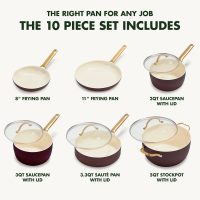 GreenPan - Reserve Ceramic Nonstick 10-Piece Cookware Set - Merlot - Image 3