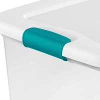 Sterilite Latching Plastic Storage Box with Blue Latches, 64 qt, Clear - 12 pack - Image 7