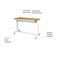 Husky 52 in. Adjustable Height Work Table with 2-Drawers in White - Image 8