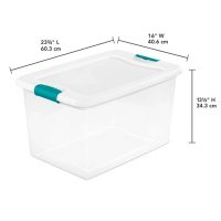 Sterilite Latching Plastic Storage Box with Blue Latches, 64 qt, Clear - 12 pack - Image 11