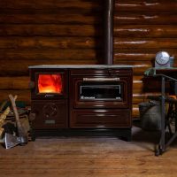 Stepnext Cast Iron Stove with Oven | Cast Iron Fireplace | Baking Stove Cooker Stove Warming Stove | Tiny House Stove Cabin Stove (Brown Cast Iron Coo - Image 2