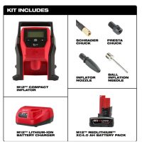 Milwaukee M12 12-Volt Lithium-Ion Cordless Portable Inflator Kit with 4.0 Ah Battery, Charger and Bonus 2.0 Ah Battery Pack - Image 7
