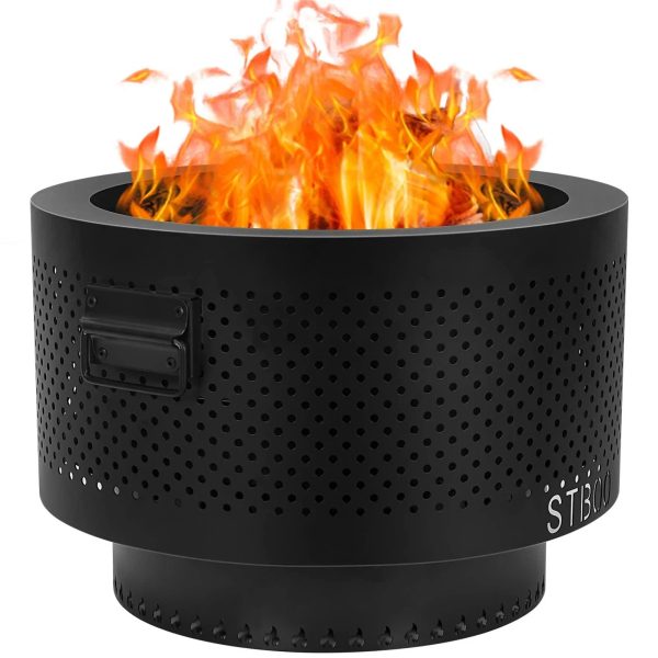 STBoo Smokeless Fire Pits for Outside with Portable Carrying Storage Bag, 20x14 inch Firepits Outdoor Wood Burning, Low Smoke Outdoor Fireplace for