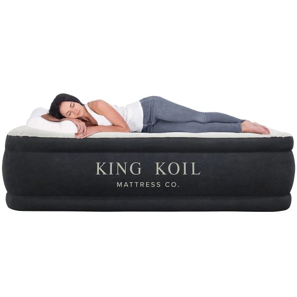 King Koil Luxury Air Mattress Queen with Built-in Pump for Home 20 Queen Size Inflatable Airbed Luxury Double High Adjustable Blow Up Mattress Durable
