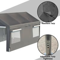 10 ft. W x 20 ft. D Garage Heavy Duty Carport Portable Garage Storage Shed Canopy Thanaddo Color: Gray - Image 6